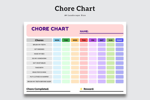 Download Colorful Chore Chart Template for Kids - Color Collection