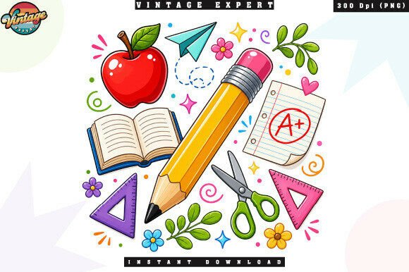 Download Colorful Classroom Supplies Clipart PNG - Color Collection
