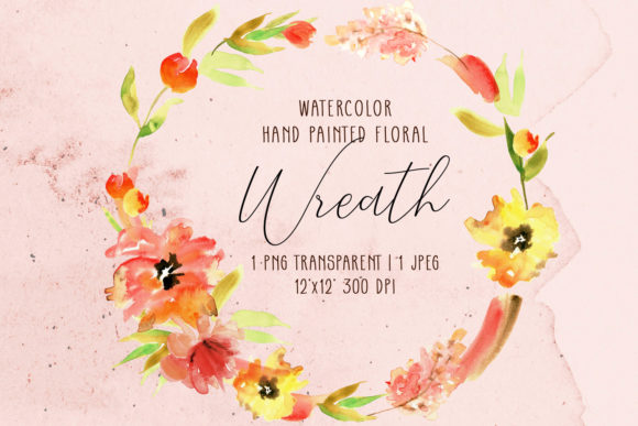 Download Watercolor Wreath with Orange Flowers - Color Collection