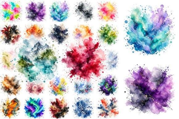 Download 100 Abstract Watercolor Splash Clipart - Color Collection