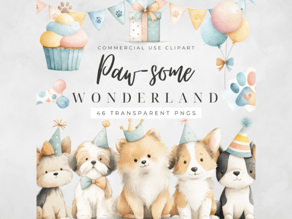 Download Dog Birthday Clipart Watercolor Puppy PN - Color Collection