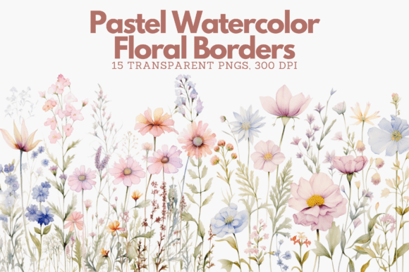 Download Elegant Pastel Watercolor Floral Borders - Color Collection