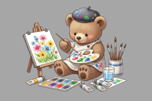 Download Teddy Bear Artist Painting Colorful - Color Collection