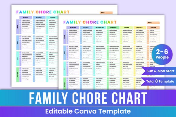 Download Family Chore Chart Colorful Template - Color Collection