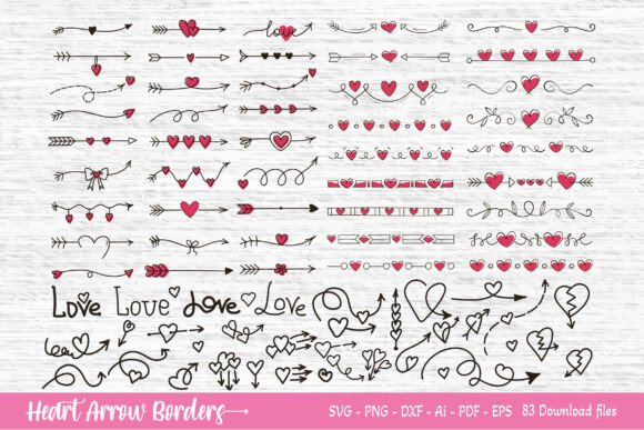Download Hand Drawn Heart Arrow Borders SVG - Premium Bundle