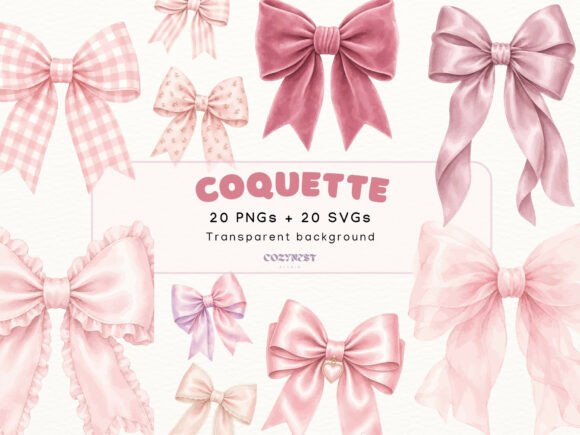 Download Coquette Bow Watercolor Cliparts, Pink - Color Collection