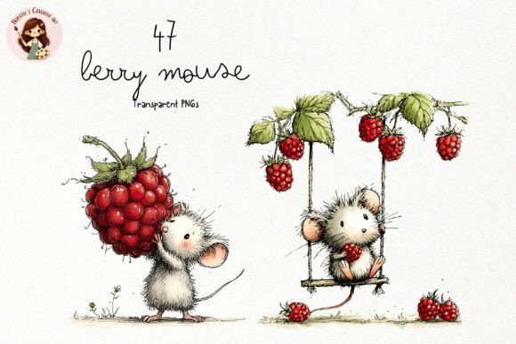 Download Cute Berry Mouse Watercolor PNG Clipart - Color Collection