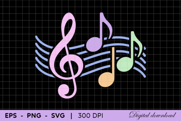 Download Colorful Pastel Music Notes with Treble - Color Collection