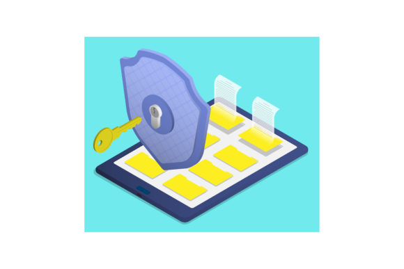 Download Isometric Firewall Shield with Key Protection - Premium Resources