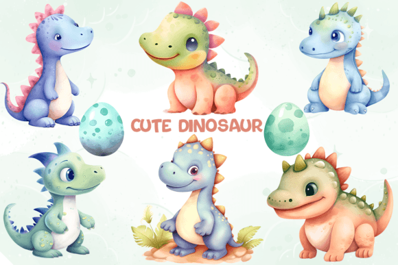Download Cute Dinosaur Set Watercolor - Color Collection