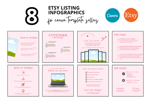 Download 8 Pink Etsy Listing Infographics - Infograph Collection