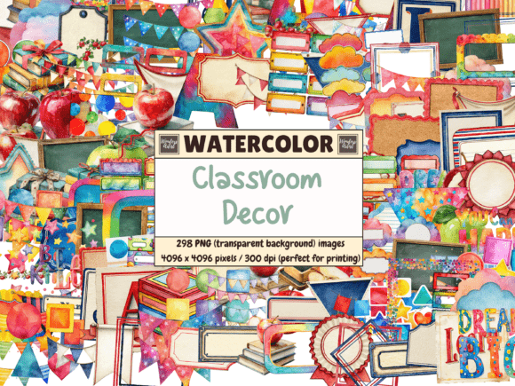 Download Classroom Decor Watercolor Clipart - Color Collection