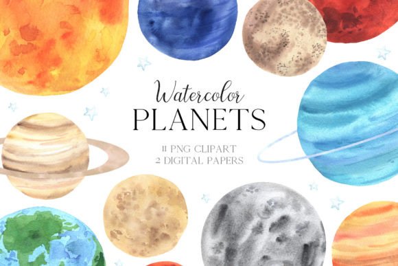 Download Watercolor Space Planets PNG Clipart - Color Collection