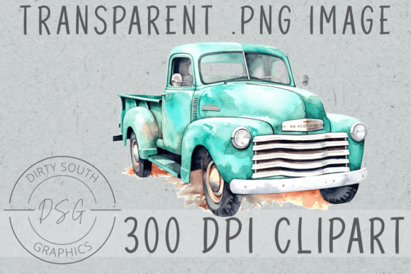 Download Watercolor Vintage Turquoise Truck - Color Collection