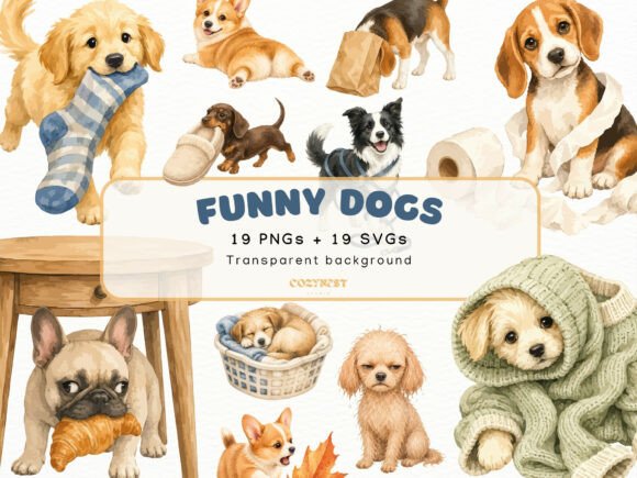 Download Funny Dogs Watercolor Cliparts Puppy PNg - Color Collection